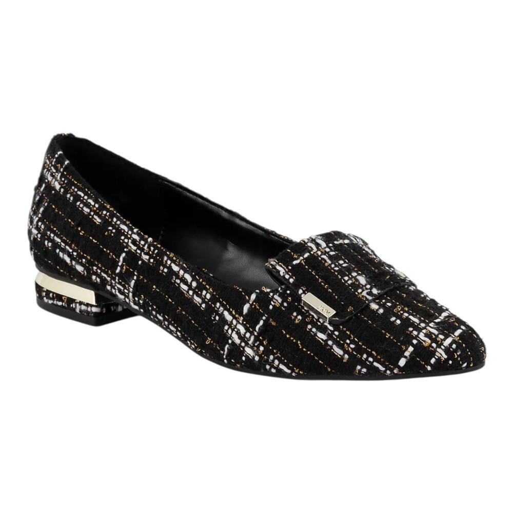 Jones New York Womens Quesheen Pointed Toe Tailored Flats Black Tweed Size 6 1/2